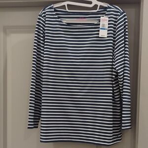 Vineyard Vines Navy and White Striped 3/4 Sleeve Top NWT XL